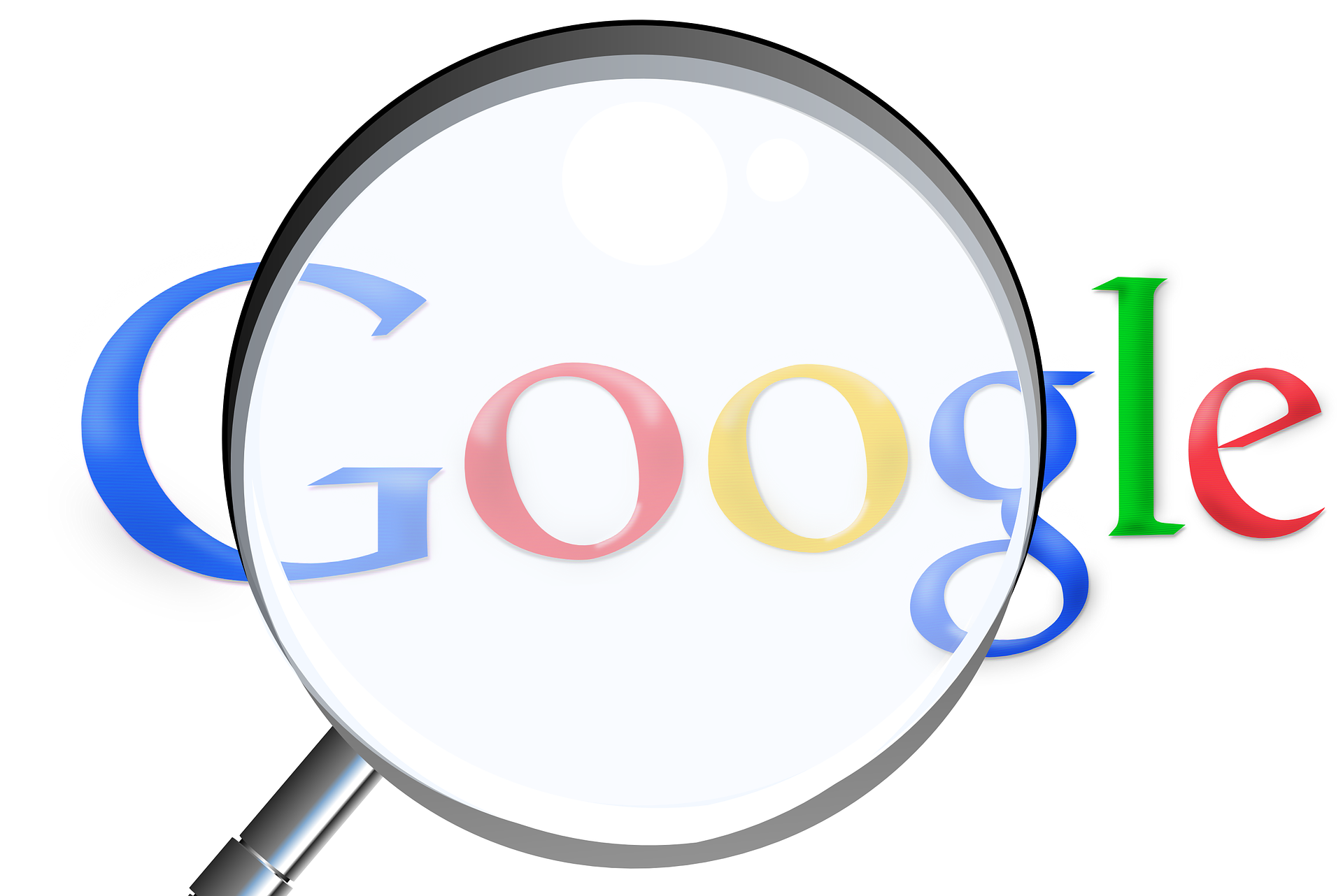 Googleのロゴと虫眼鏡